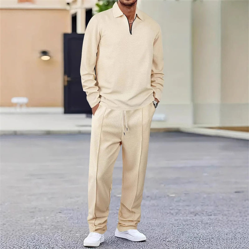 Cozy Waffle Zip Lounge Set